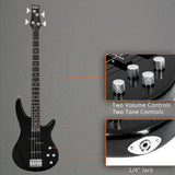 Glarry GIB Electric Bass Guitar Full Size 4 String Black