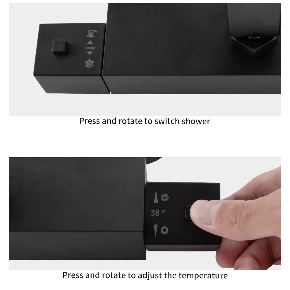 Rain Shower Heads System Including Rain Fall Shower Head and Handheld Shower Head Black