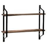 2 Tiers Floating Shelves Wall Mounted Industrial Wall Shelves for Living Room Bedroom Kitchen Entryway Wood Storage Shelf