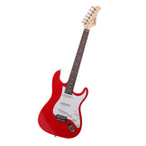 Glarry GST3 Pearl White Pick Guard Electric Guitar Bag Shoulder Strap Pick Whammy Bar Cord Wrench Tool Red