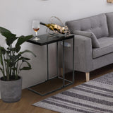 Artisasset Black MDF Countertops Grey Wrought Iron Base Single Layer Snack Table