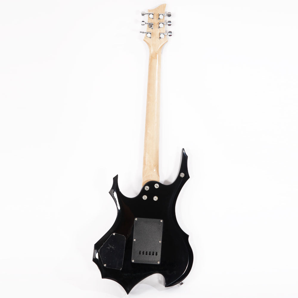 Glarry Flame Electric Guitar HSH Pickup Shaped Electric Guitar Pack Strap Picks Shake Cable Wrench Tool Black