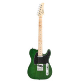 Glarry GTL Maple Fingerboard Electric Guitar (Green) Bag Strap Paddle Cable Wrench Tool