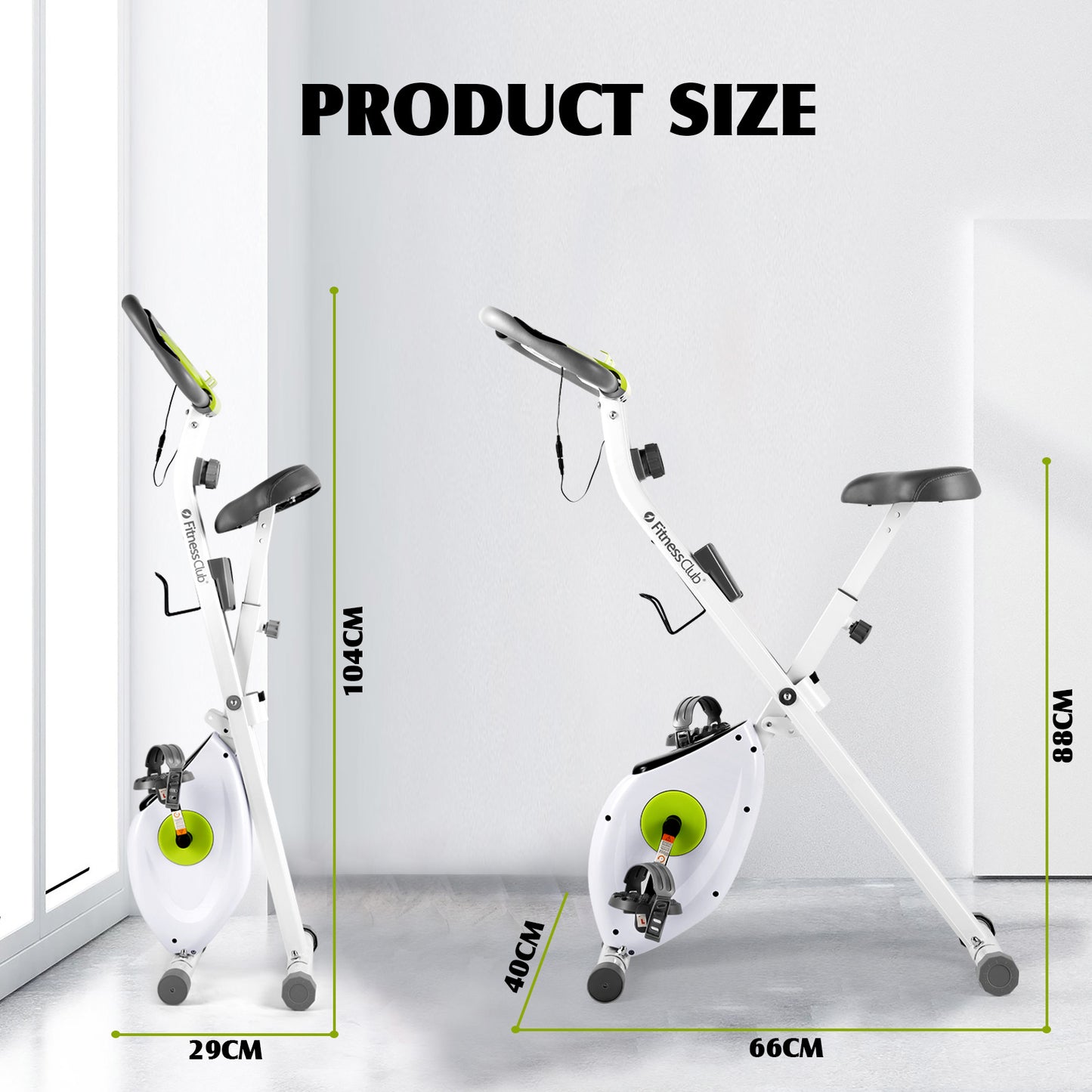 FitnessClub Exercise Bike with Resistance Bands and LCD Monitor