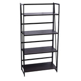 Folding Bookshelf Home Office Industrial Bookcase Wooden Storage Shelves Vintage 4 Tiers Book Rack Organizer