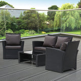 Rattan Sofa Combination Dark Gray Cushion Gray Gradient Rattan Rattan Four-Piece Set