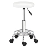 Round Stool with Lines Rotation Bar Stool White