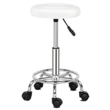 Round Stool with Lines Rotation Bar Stool White