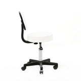 Round Shape Plastic Adjustable Salon Stool with Back White