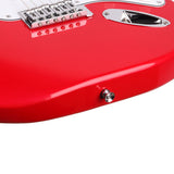 Glarry GST3 Pearl White Pick Guard Electric Guitar Bag Shoulder Strap Pick Whammy Bar Cord Wrench Tool Red