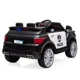 Dual Drive 12V 7Ah Childrens Ride On Police Car with 2.4G Remote Control Black