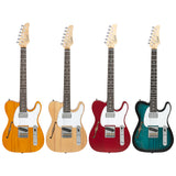 Glarry GTL Semi-Hollow Electric Guitar F Hole HS Pickups Rosewood Pickguard Wine Red