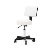 Round Shape Plastic Adjustable Salon Stool with Back White