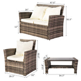 Oshion Outdoor Rattan Sofa Combination Four-piece Package-Grey (Combination Total 2 Boxes)