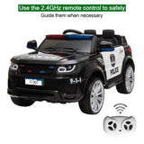 Dual Drive 12V 7Ah Childrens Ride On Police Car with 2.4G Remote Control Black