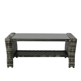 Rattan Sofa Combination Dark Gray Cushion Gray Gradient Rattan Rattan Four-Piece Set