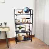 Folding Bookshelf Home Office Industrial Bookcase Wooden Storage Shelves Vintage 4 Tiers Book Rack Organizer