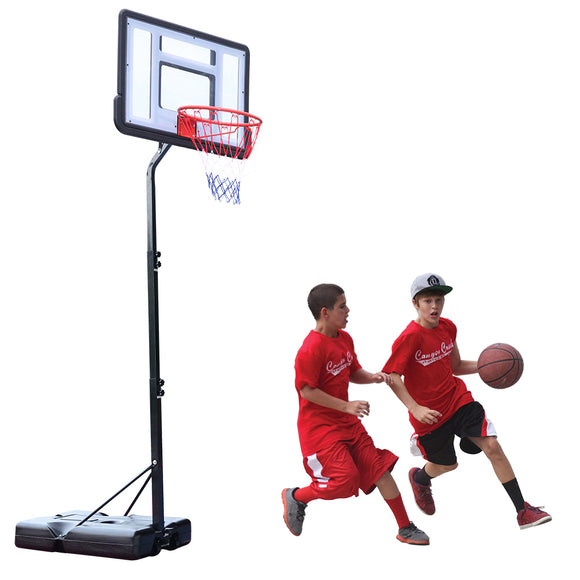 Portable Removable Basketball System Basketball Hoop Teenager PVC Transparent Backboard with Adjustable Height 7ft - 8.5ft - LiamsBargains.co.uk