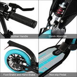 Scooter For Adult and Teens,3 Height Adjustable Easy Folding Double Shock Absorber Light Blue - LiamsBargains.co.uk