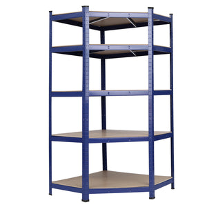 Heavy Duty Blue Metal Garage Corner Shelving Unit Shed Storage Shelves Boltless Shelf Rack