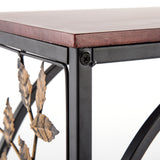 Iron Side Table Coffee Table Brown with leaf pattern