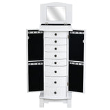 Jewellery Armoire with Mirror, 8 Drawers & 16 Necklace Hooks, 2 Side Swing Doors(White)