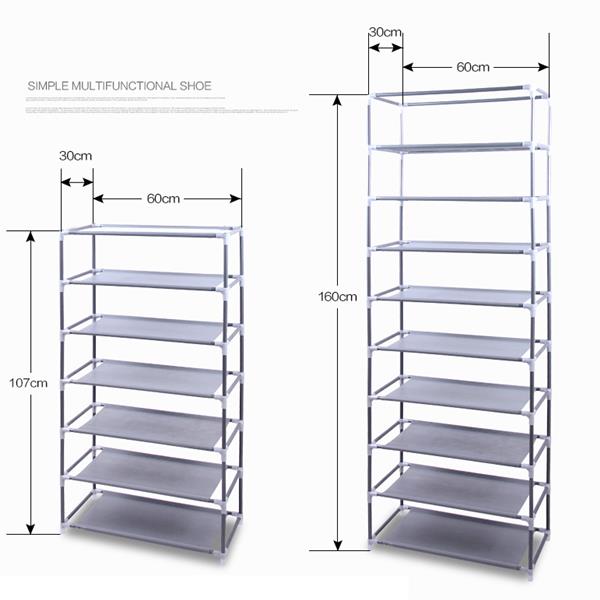 Fashionable Room-saving 9 Lattices Non-woven Fabric Shoe Rack Gray