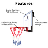 Wall Mount Clear Basketball Backboard with Basketball & Pump Maximum Applicable Ball Diameter 5" - LiamsBargains.co.uk