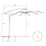 3M Garden Parasol with Solar-Powered LED Lights, Patio Umbrella with 8 Sturdy Ribs, Outdoor Sunshade Canopy with Crank and Tilt Mechanism UV Protection, Patio and Balcony Red