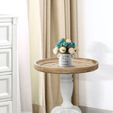 Knight Home Elizabeth French Country Accent Table with Octagonal Top, Natural + Distressed White