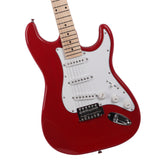 Glarry GST Maple Fingerboard Electric Guitar Bag Shoulder Strap Pick Whammy Bar Cord Wrench Tool Red