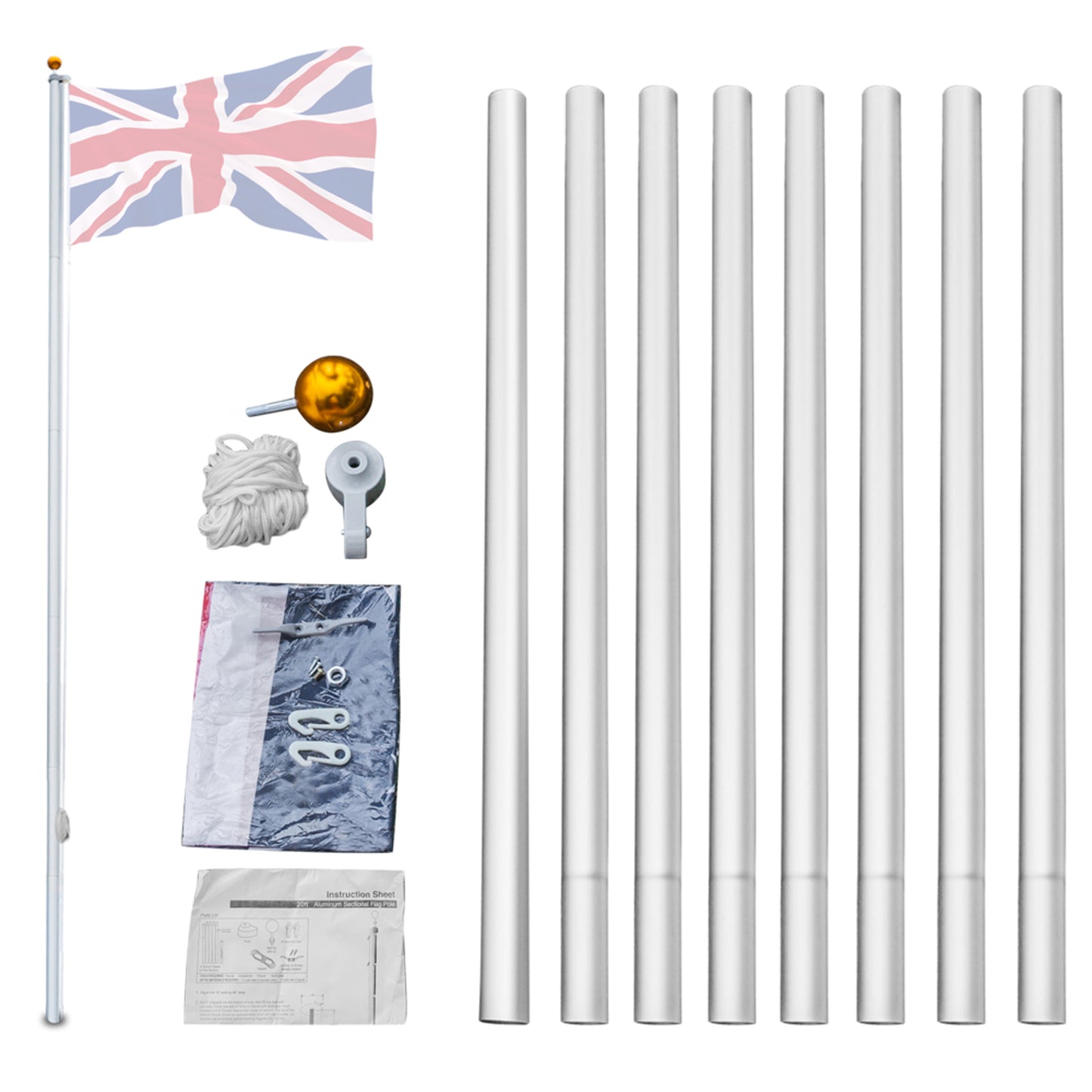 Aluminium Alloy Splicing Flagpole Adjustable And Retractable Courtyard Outdoor Flagpole 5.1*5.1*750cm
