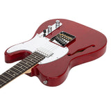 Glarry GTL Semi-Hollow Electric Guitar F Hole HS Pickups Rosewood Pickguard Wine Red