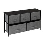 2-Tier Wide Closet Dresser, Nursery Dresser Tower with 5 Easy Pull Fabric Drawers and Metal Frame, Multi-Purpose Organizer Unit for Closets, Dorm Room, Living Room, Hallway - Grey