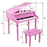 Wooden Toys 30-key Children's Wooden Piano with Music Stand, Mechanical Sound - Pink - LiamsBargains.co.uk