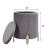 Large Storage Ottoman Velvet Round Footrest Footstool Modern Upholstered Padded Pouffe