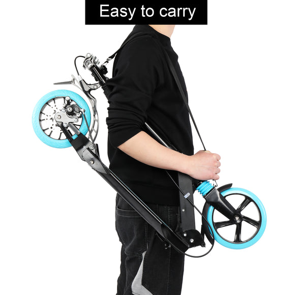 Scooter For Adult and Teens,3 Height Adjustable Easy Folding Double Shock Absorber Light Blue - LiamsBargains.co.uk