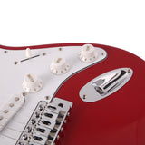 Glarry GST Maple Fingerboard Electric Guitar Bag Shoulder Strap Pick Whammy Bar Cord Wrench Tool Red