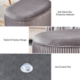 Modern Vanity Stool Velvet Ottoman Storage Footrest, Pouffe Oval Dressing Vanity Side Table Seat - Grey