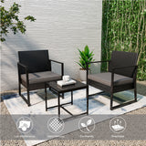 Rattan Garden Furniture Set, 3 PCS Rattan Weaving Wicker Bistro Set Include 2 Armchairs with Cushion