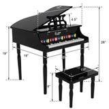 Wooden Toys 30-key Children's Wooden Piano with Music Stand, Mechanical Sound - Black - LiamsBargains.co.uk