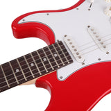 Glarry GST3 Pearl White Pick Guard Electric Guitar Bag Shoulder Strap Pick Whammy Bar Cord Wrench Tool Red