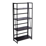 Folding Bookshelf Home Office Industrial Bookcase Wooden Storage Shelves Vintage 4 Tiers Book Rack Organizer