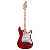 Glarry GST Maple Fingerboard Electric Guitar Bag Shoulder Strap Pick Whammy Bar Cord Wrench Tool Red