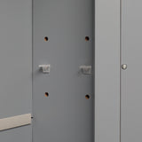 FCH 2 Mirror Door 1 Storage Layer MDF Spray Paint Bathroom Wall Cabinet Gray