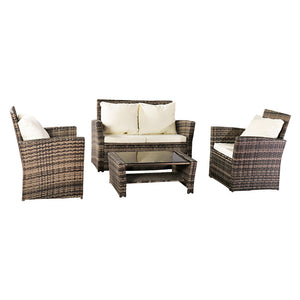 Oshion Outdoor Rattan Sofa Combination Four-piece Package-Grey (Combination Total 2 Boxes)