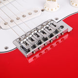 Glarry GST3 Pearl White Pick Guard Electric Guitar Bag Shoulder Strap Pick Whammy Bar Cord Wrench Tool Red