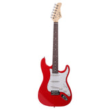 Glarry GST3 Pearl White Pick Guard Electric Guitar Bag Shoulder Strap Pick Whammy Bar Cord Wrench Tool Red