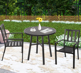 Dining Bistro Furniture Set 2 Seater with Round Table, Garden Metal Round table and 2 Armchairs