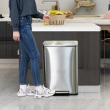Rectangle, Stainless Steel, Soft-Close, Step Trash Can, 50L 13gal